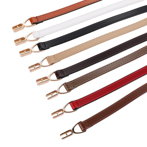 Wholesale Women's Slim Waist Leather Fashion Universal Decorative Calfskin Belt for Dresses and Shirts, Black