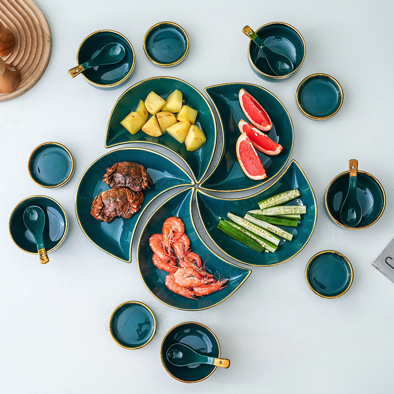 Plato plato traje de lujo luz del hogar de cerámica plato de Luna creativa en línea celebridad ins estilo reunión vajilla combinación