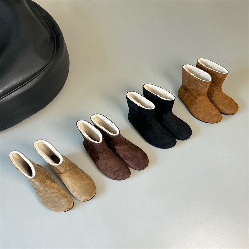 빈티지 높이 증가 Birkenstock 부츠 여성용 2024 Ding 부츠 슬림 룩 쇼트 튜브 스노우 부츠 기모