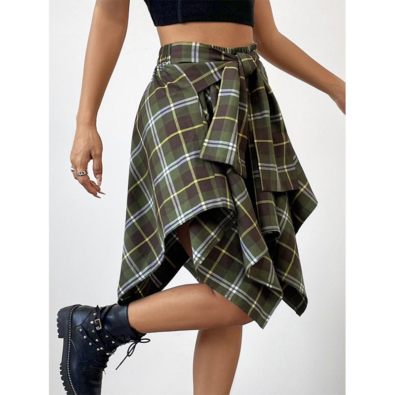 Irregular Plaid Skirt 4