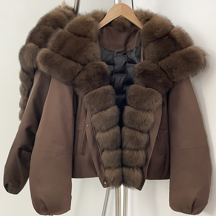 Women's New Winter Fur Coat, White Duck down Parka, Thickened with Large Fur Collar, Real Fox Fur Coat Women's New Winter Fur Coat, White Duck down Parka, Thickened with Large Fur Collar, Real Fox Fur Coat