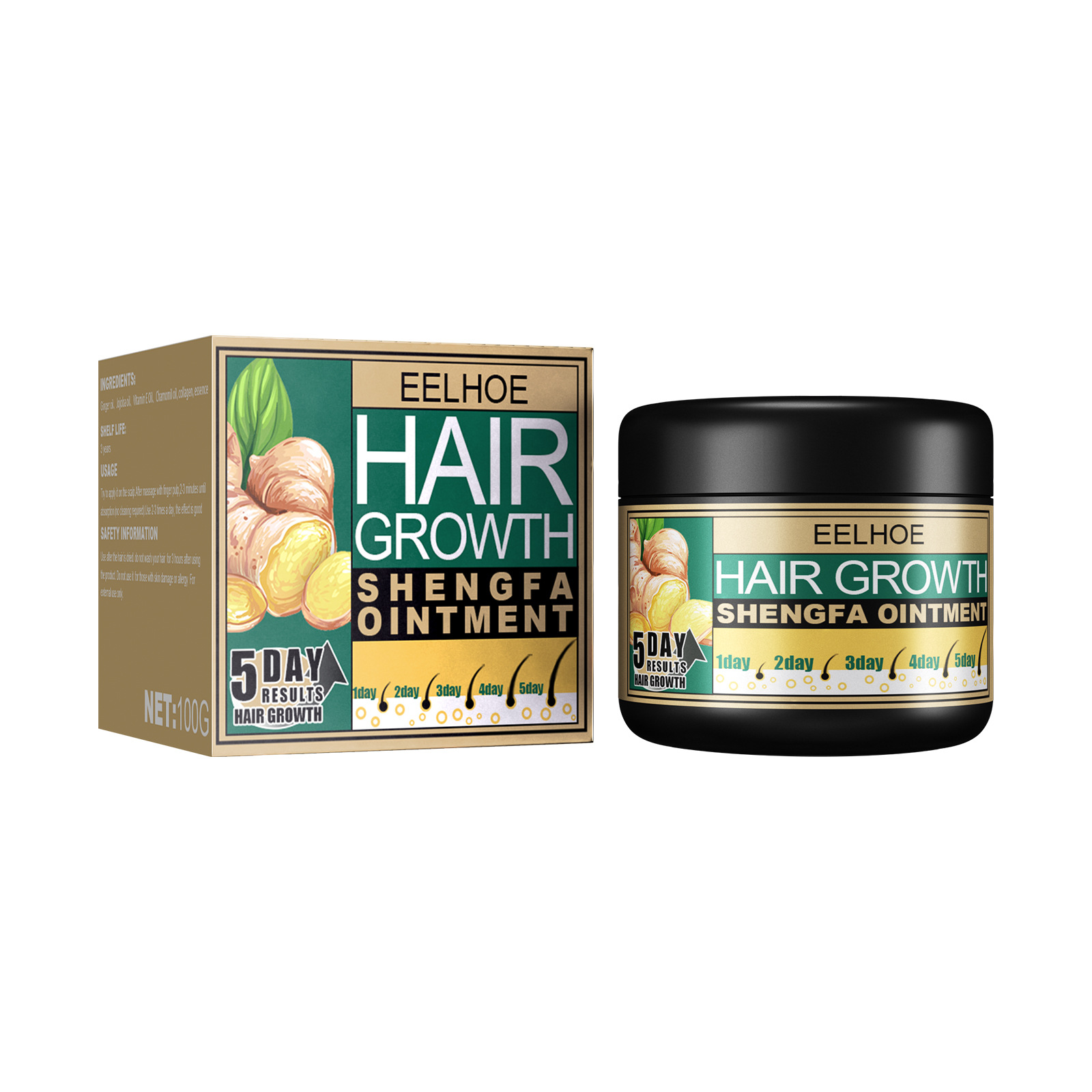 EELHOE Ginger Thick Hair Cream Thick Hair Deep Cleansing Smooth Hair Repair Dry and Frizzy Hair Cream_voghion.com