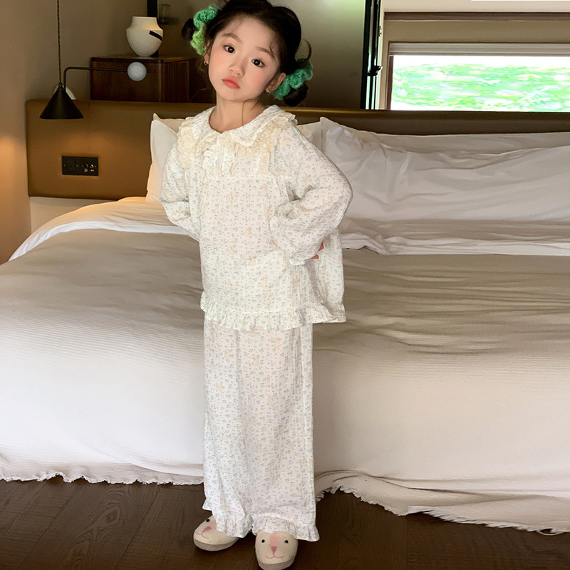 SeedMelon女童睡衣a类纯棉春秋款儿童家居服全棉宝宝长袖套装53|undefined