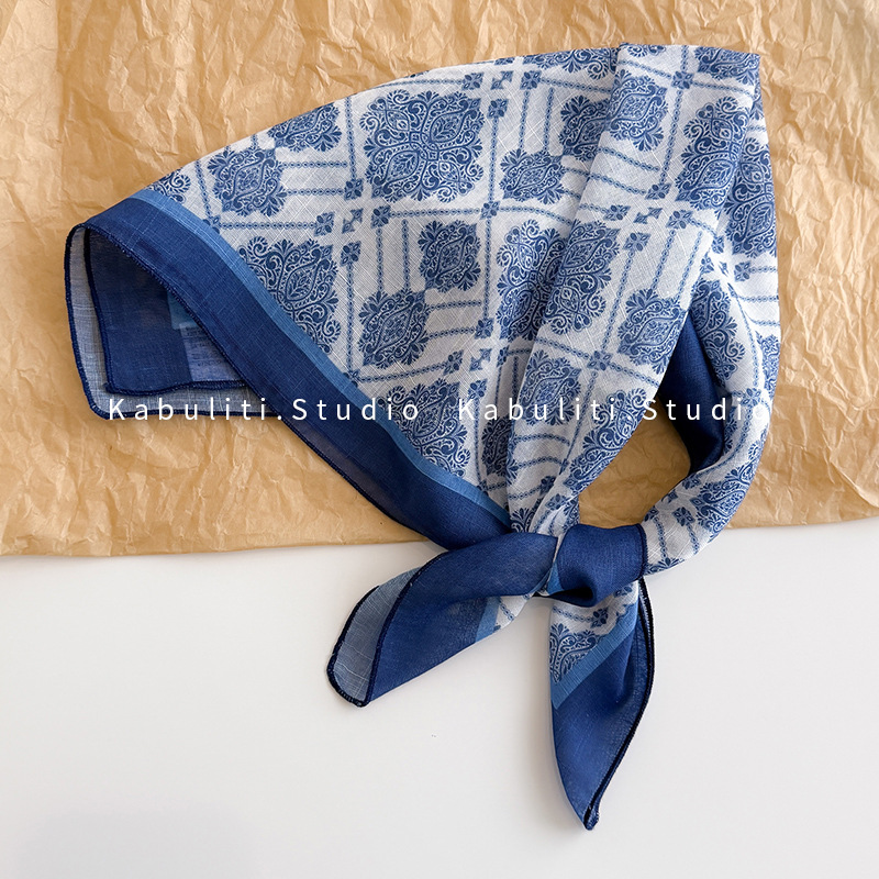 부처님 꽃 58 모조 린넨-네이비 블루