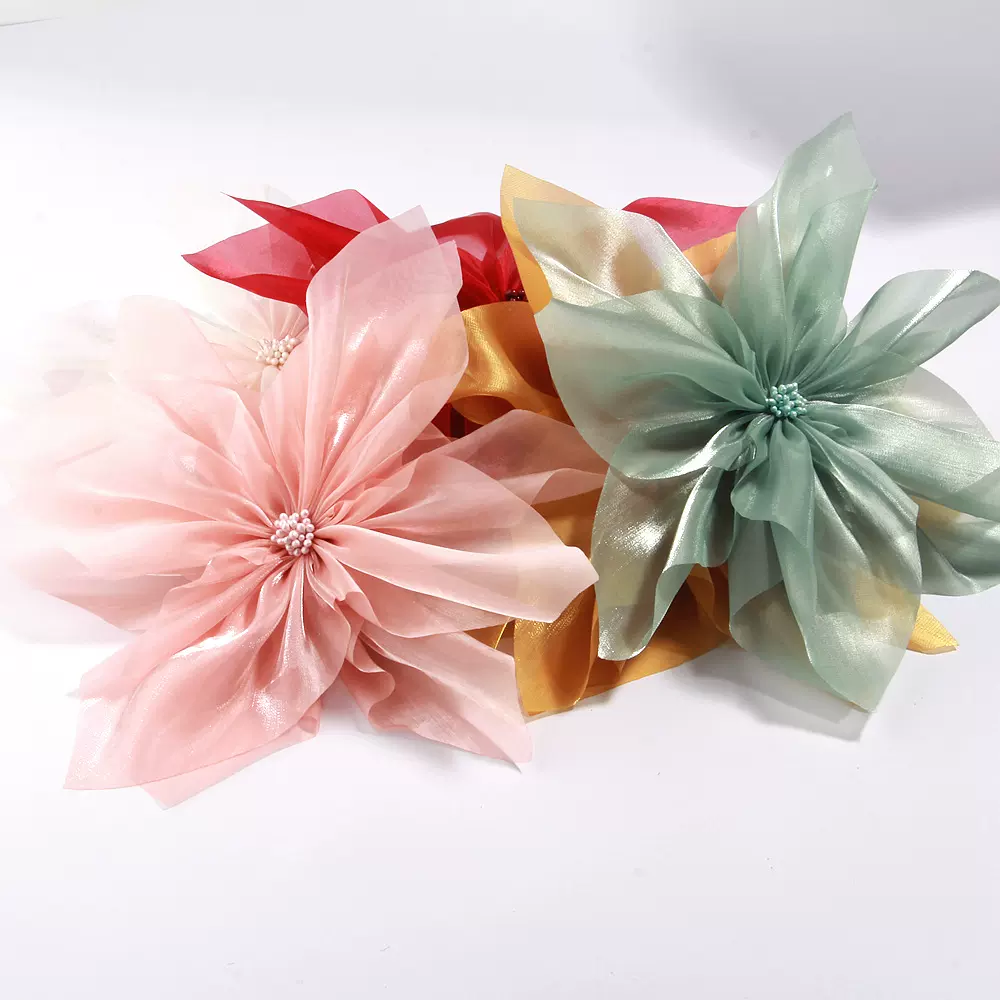 26cm水光感纱花夏季手工DIY百搭裙子服装辅料头饰头花欧根纱手工