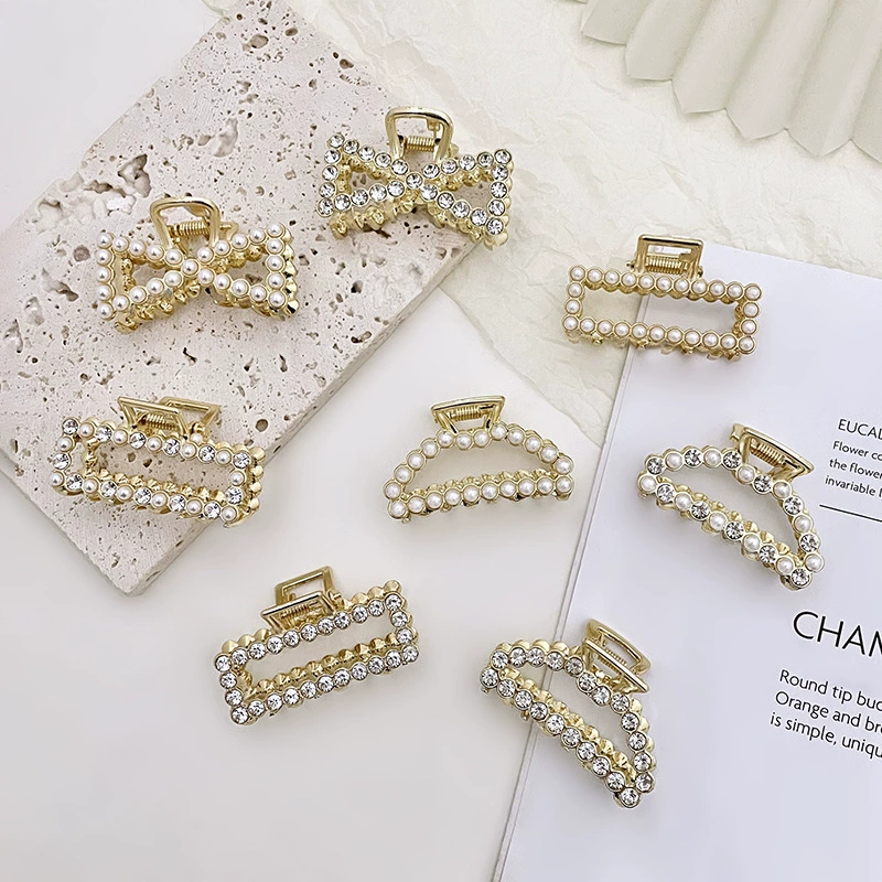 Small crab pin, brand hairgrip with bow, hair accessory pearl
