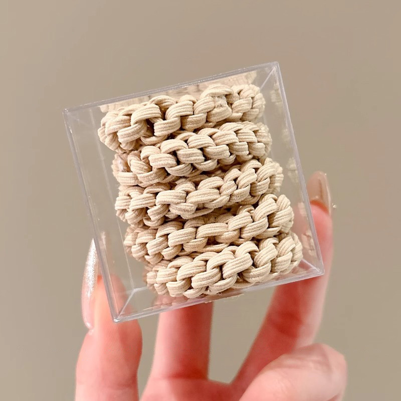 Banda de goma de alta elasticidad y duradera para mujer, lazo para el cabello tejido de cola de caballo alta, nuevo estuche de cuero, cuerda para la cabeza de mujer, tocado de cuerda para el cabello grueso de red