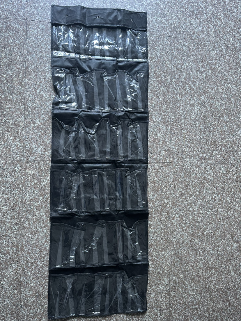 Venta al por mayor 24 rejilla puerta trasera zapatos de almacenamiento colgante bolsa hogar suministros organización bolsa tela no tejida + PVC puerta trasera bolsa de almacenamiento
