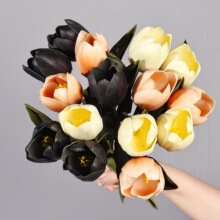 仿真郁金香仿真花白色pu装饰高档微景观造景假花插花花艺手感花束