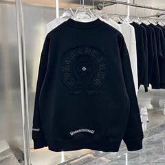 克罗伈正确版 chrome Heart 重工刺绣金属装饰高克重圆领卫衣现货