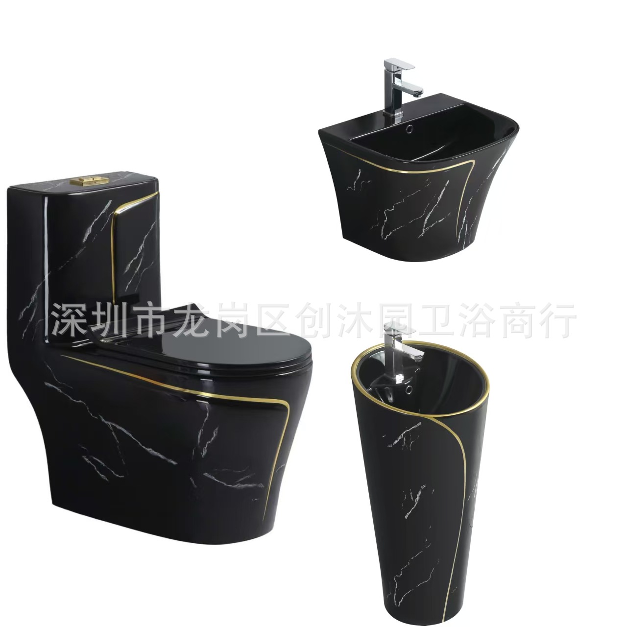 Exportación de comercio exterior Inodoro de color Inodoro de cerámica Fila de piso Fila de asiento de pared Inodoro directo/sifón toilet