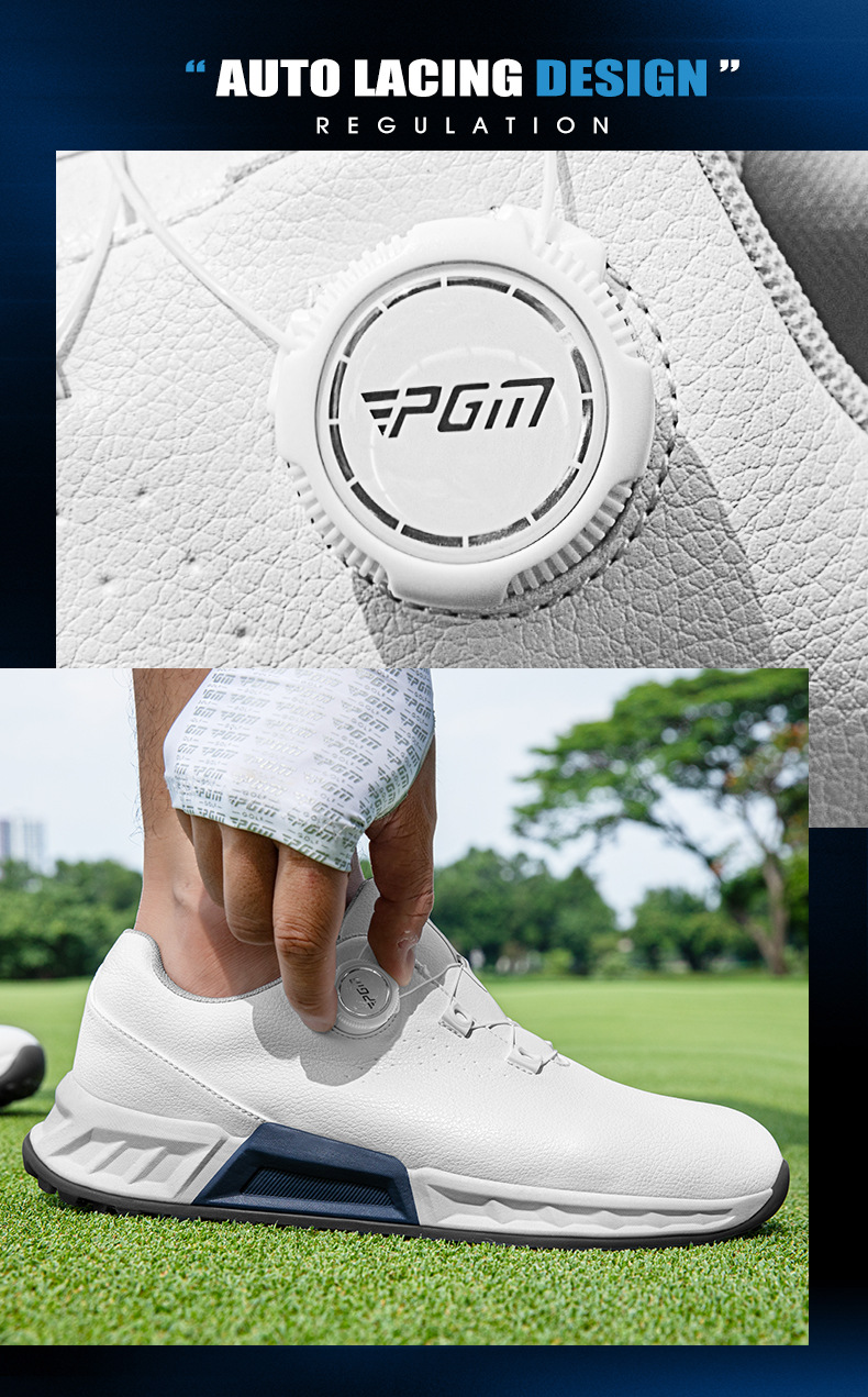 Giày golf nam PGM đế EVA cao 30mm, thấm hút, xỏ dây núm xoay — Trắng xanh-XZ431 chi tiết 10