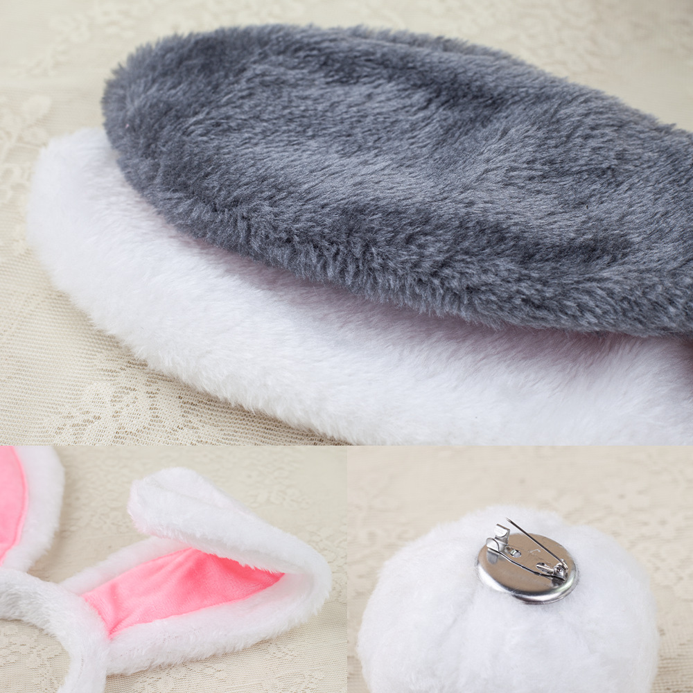 Nueva venta caliente Pascua orejas de conejo diadema traje de decoración de fiesta otoño e invierno peluche lindo diadema de conejo