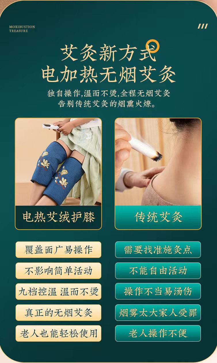 Electric Heated Knee Wrap Moxibustion Therapy Bag Warm Compress for Knee Care Hemp Liner specifications