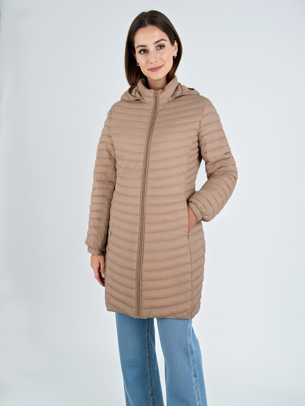 欧美女式长款棉服带可拆卸风帽轻盈保暖宽松纯色外衣|undefined
