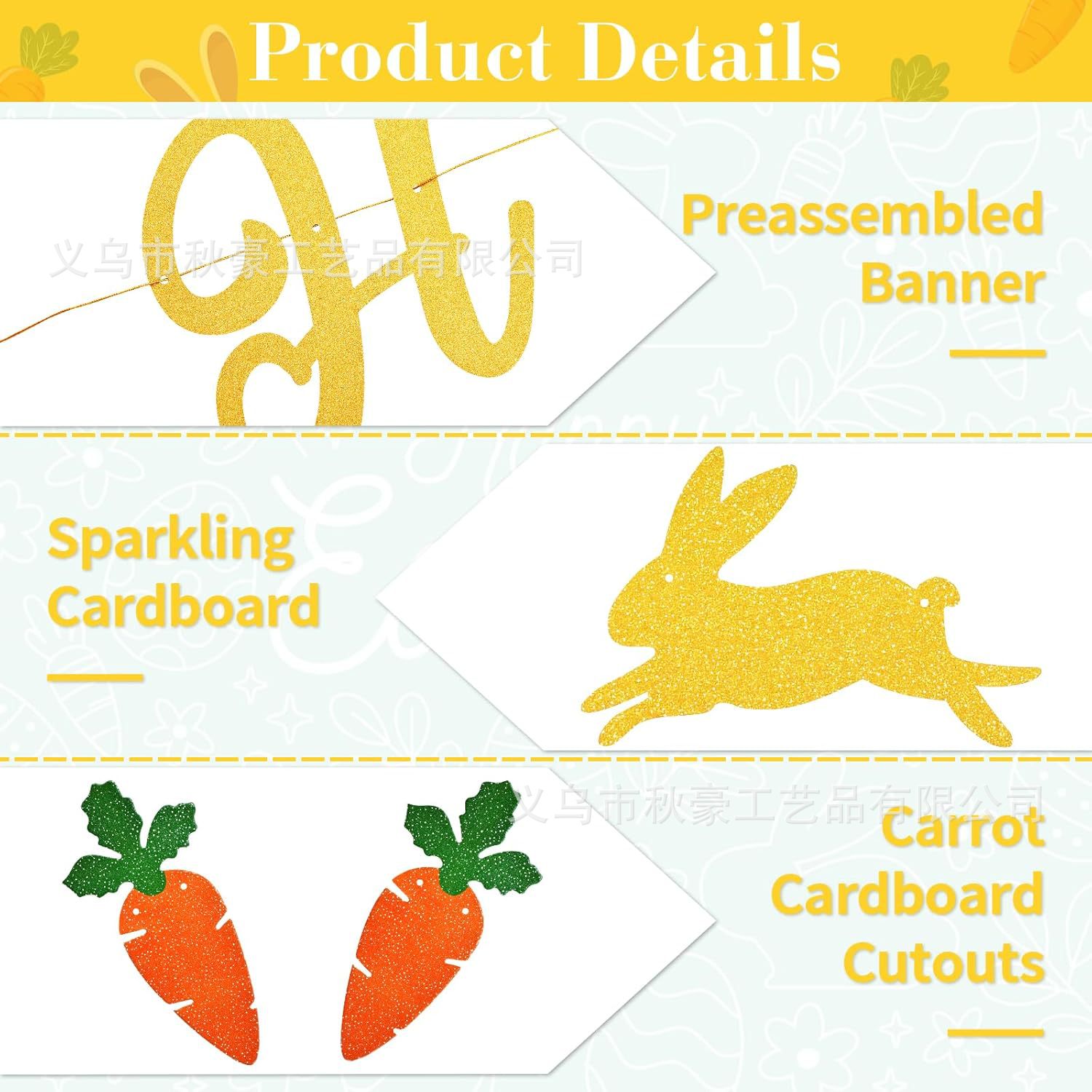 Fiesta de Pascua decoración de flores de conejo string banderas de color HAPPY EASTER letras de flores de dibujo