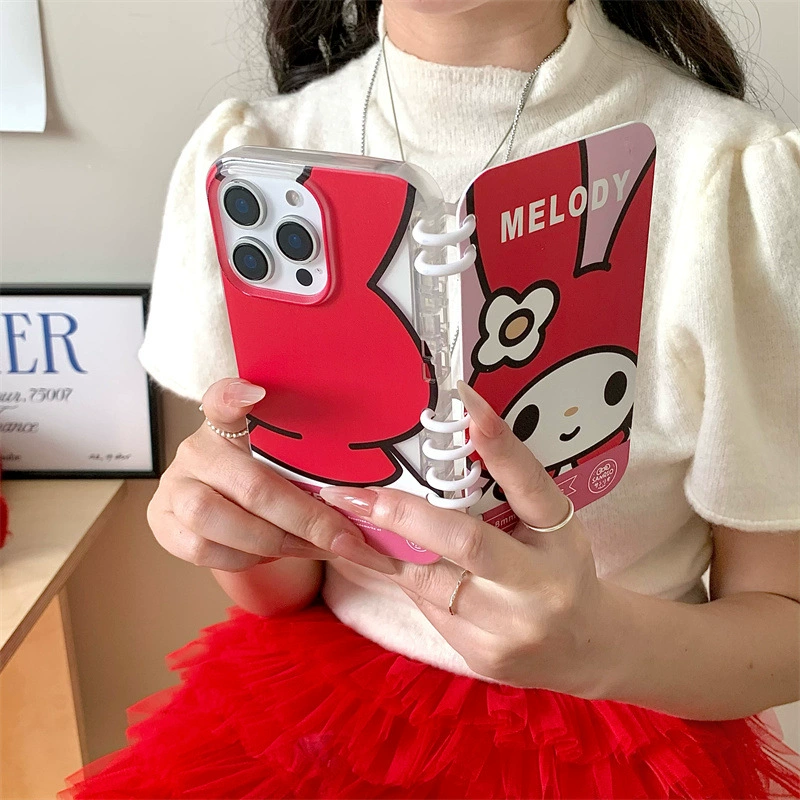 Санрио, яблоко, мультяшный складной ноутбук, совместим с iPhone 16/15, чехол для телефона, iPhone 13, 15promax, защитa от осыпания