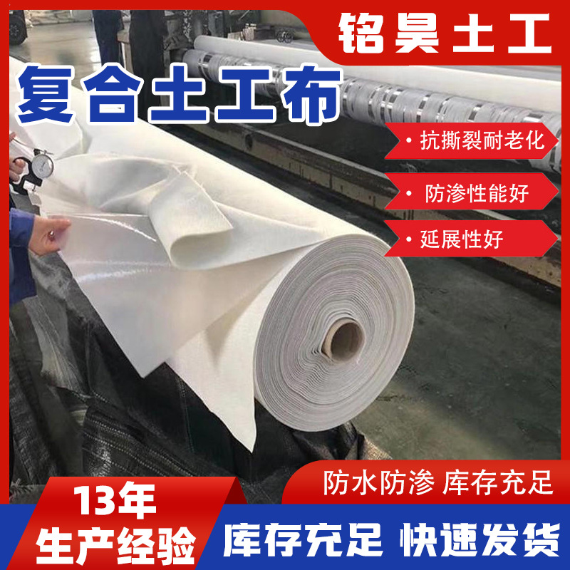 复合土工膜防渗膜鱼塘养殖专用膜水产长丝养殖两布一膜涤纶复合膜
