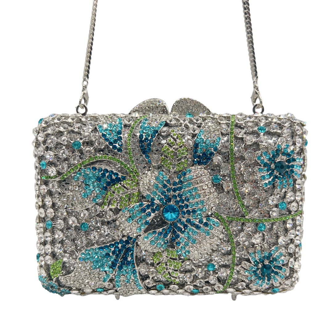 Bolsa de cristal nueva bolsa de diamantes transfronteriza flor de mano bolsa de diamantes de mujer bolsa de vestido de fiesta europea y americana