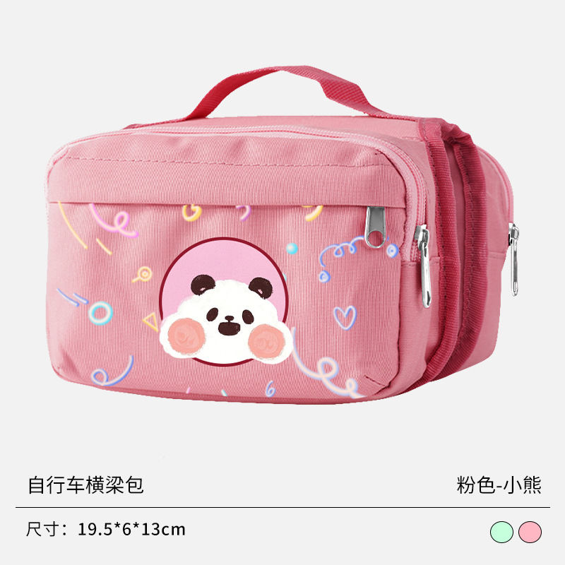 Bolsa de bicicletas de montaña, bolsa de vigas delanteras, lindos dibujos animados en línea, bolsa de tubo delantero roja, bolsa de almacenamiento de bicicletas de montaña