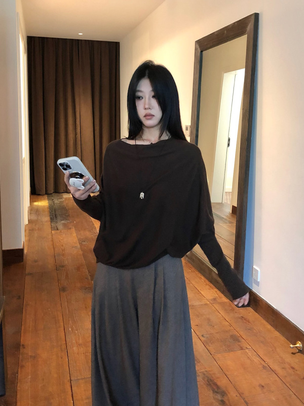 FOX ROOM 气质蝙蝠袖针织衫2025秋季新款宽松通勤羊毛上衣女Y110|undefined