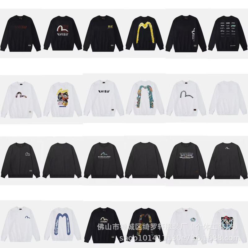 Cross-Border New Classic Fushen Evisu Autumn and Winter Printed Sweatshirt Trendy Brand Fashion Loose Versatile Unisex Style
