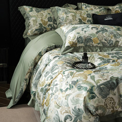 American retro style A class 120 yarn Xinjiang long staple cotton four-piece set pure cotton all cotton four seasons high-end gauze bedding 