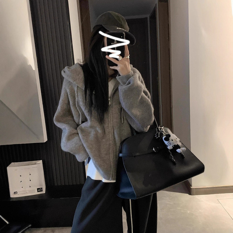Japanese and Korean style hooded zip-up sweater jacket for women, 2026 autumn and winter new casual knit cardigan sweatshirt for women Japanese and Korean style hooded zip-up sweater jacket for women, 2026 autumn and winter new casual knit cardigan sweatshirt for women