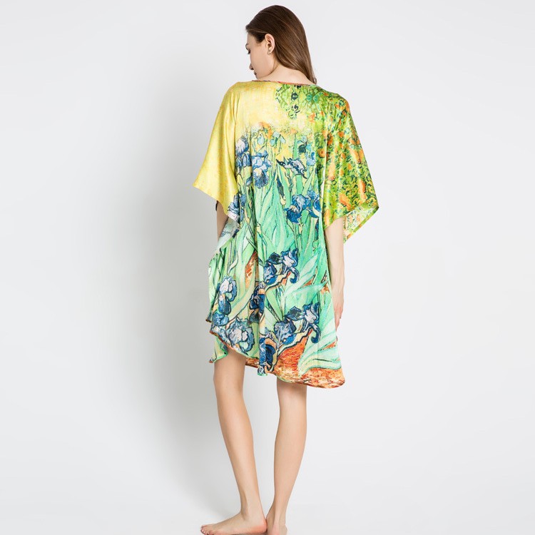 여성을위한 여름 새로운 모조 실크 잠옷, 실크 여성상의, 어머니를위한 통기성 가정복