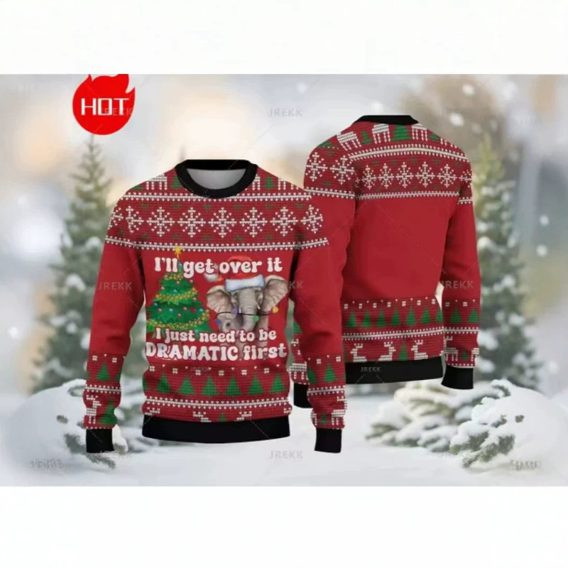 3D Merry Christmas Printed Sweatshirt with Flamingo Pattern, Christmas Chunky Knit Sweater, Men's Fun Street Style Ugly-Cute Sweatshirt 3D Merry Christmas Printed Sweatshirt with Flamingo Pattern, Christmas Chunky Knit Sweater, Men's Fun Street Style Ugly-Cute Sweatshirt