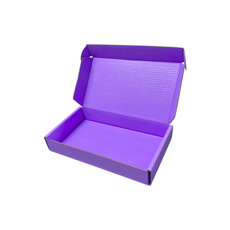 Caja de embalaje expreso de productos de cuidado de la piel de color púrpura de uva caja de avión caja de embalaje extra dura engrosada logotipo de pequeño lote personalizado