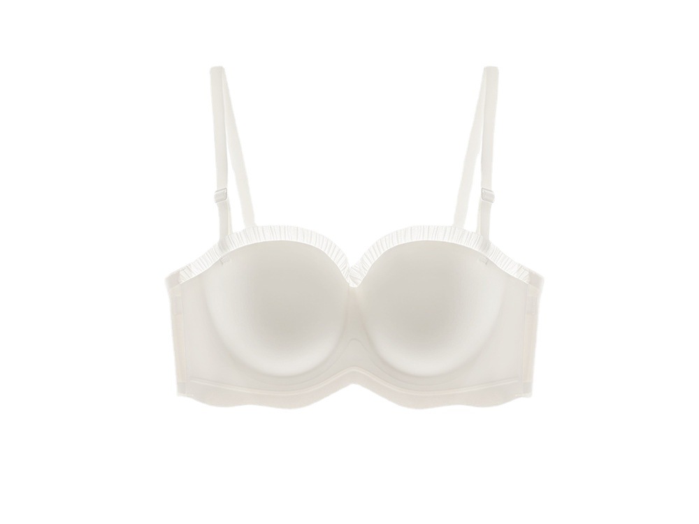 Push up 3D taza tridimensional borde de encaje sin tirantes de una sola pieza ropa interior de mujer sin hilos pequeño pecho grande