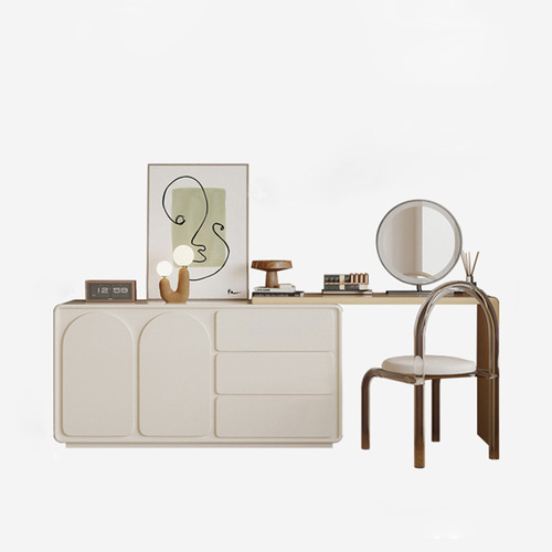 Modern minimalist home small apartment stretchable bedroom vanity in French cream style creative painted vanity desk