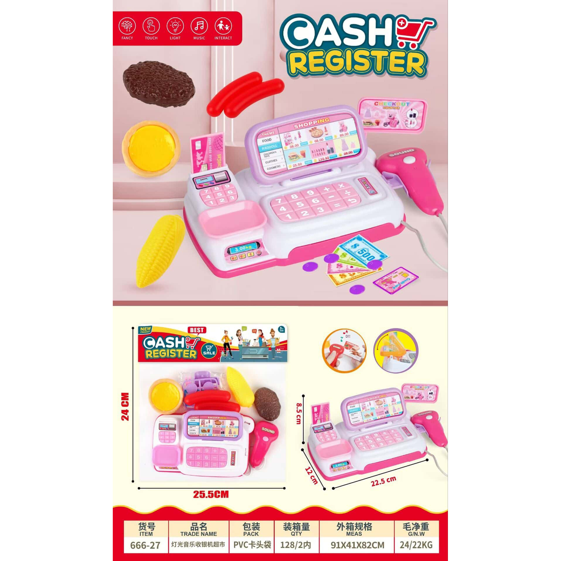 Juguetes de simulación de niños caseros caja registradora de supermercado frutas, verduras y dulces set mini tienda de conveniencia modelo de caja registradora