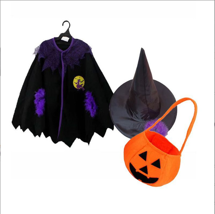 欧米のハロウィンの子供の公演の服装の魔女のマントの役はかわいい吸血鬼の化粧の舞踏会のマントを演じます。|undefined