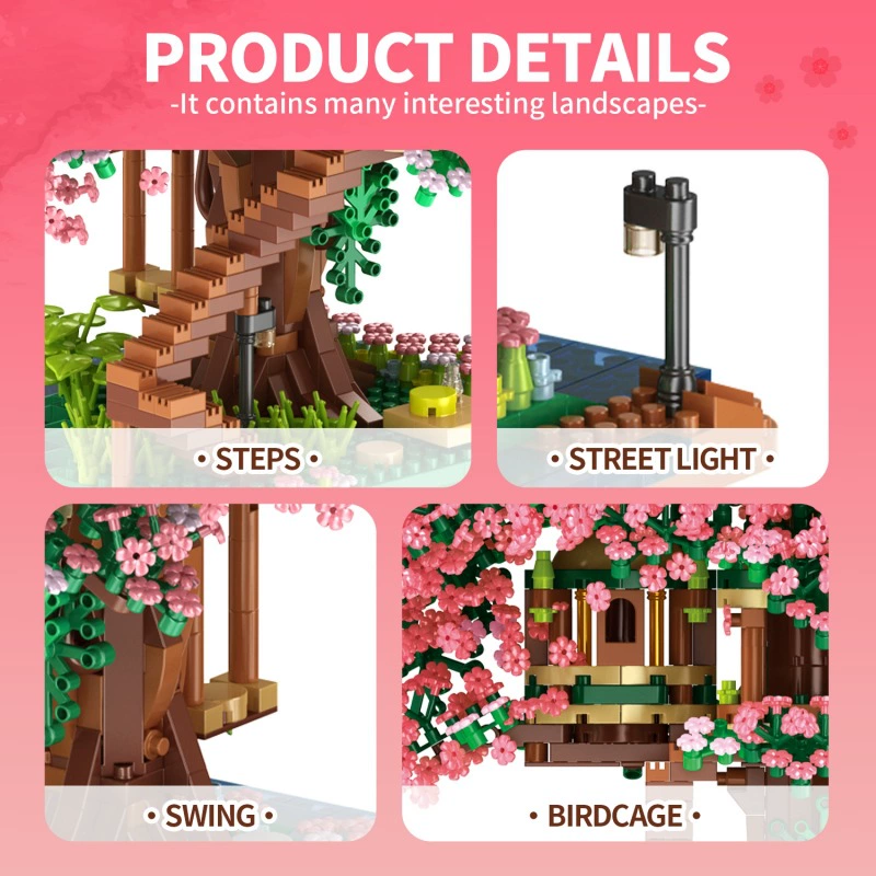 Конструктор Building Block Tree House, набор из мелких деталей, 23×15×7 см, подарочная игрушка