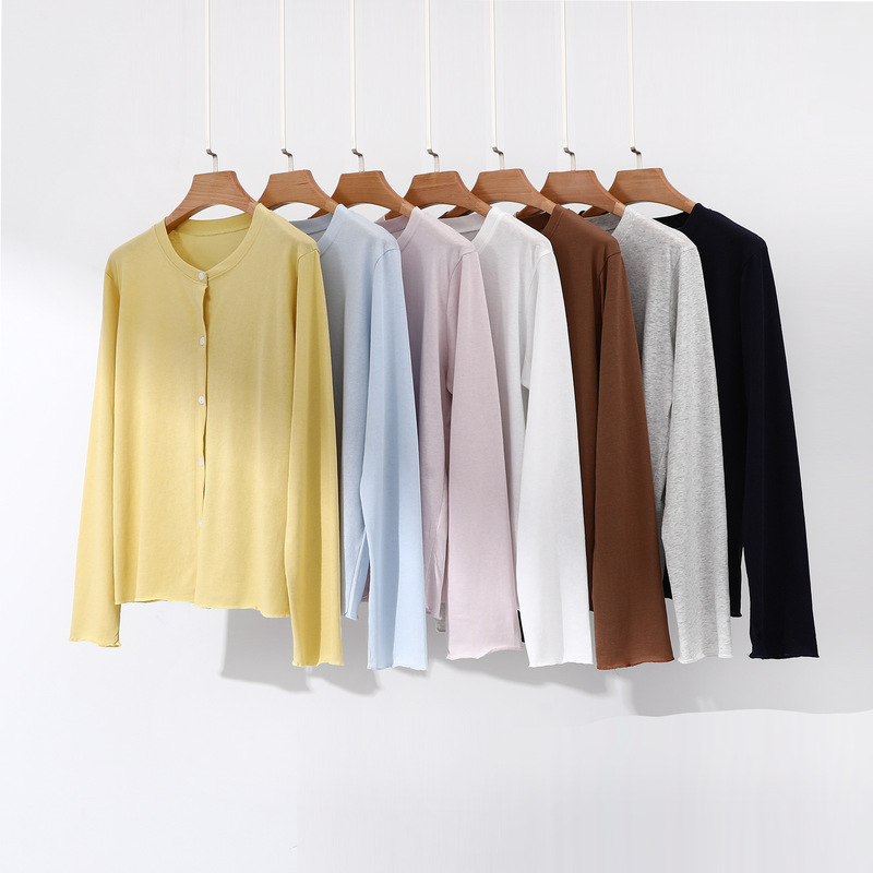 Cotton and Linen Button-Down Round Neck Long-Sleeved Cardigan Spring and Summer Fresh Age-Reducing Knitwear Loose Casual Versatile Women's Top