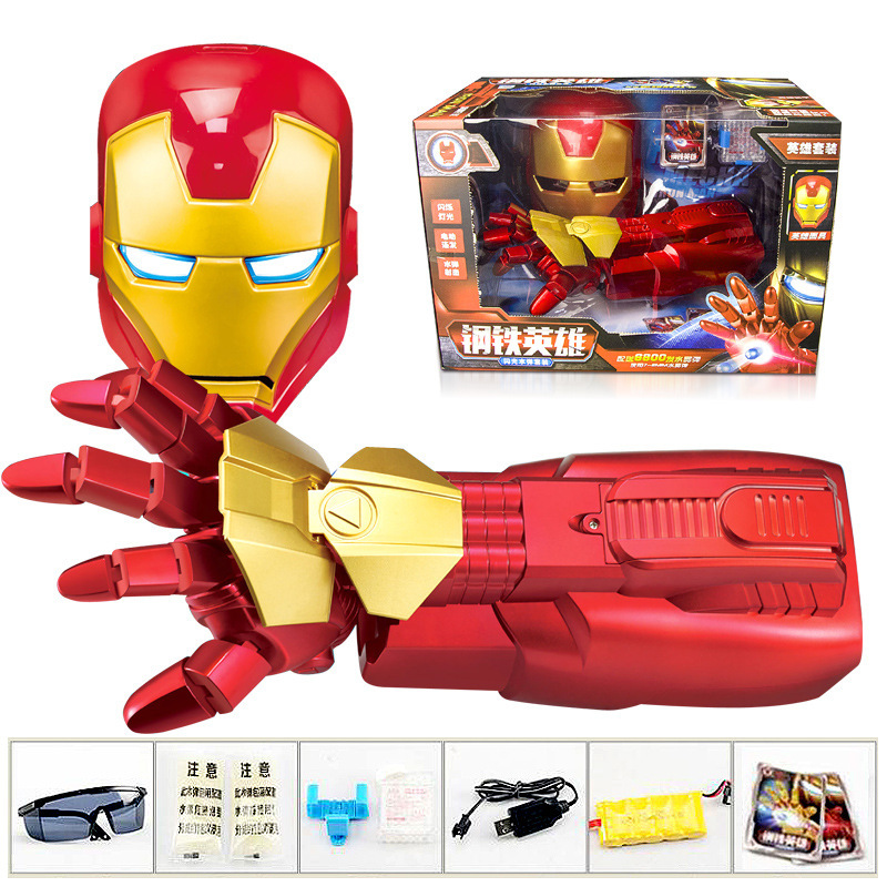 Steel Hero Mask Launchable Toy Wearable Mechanical Arm Electric Rechargeable Boy Children