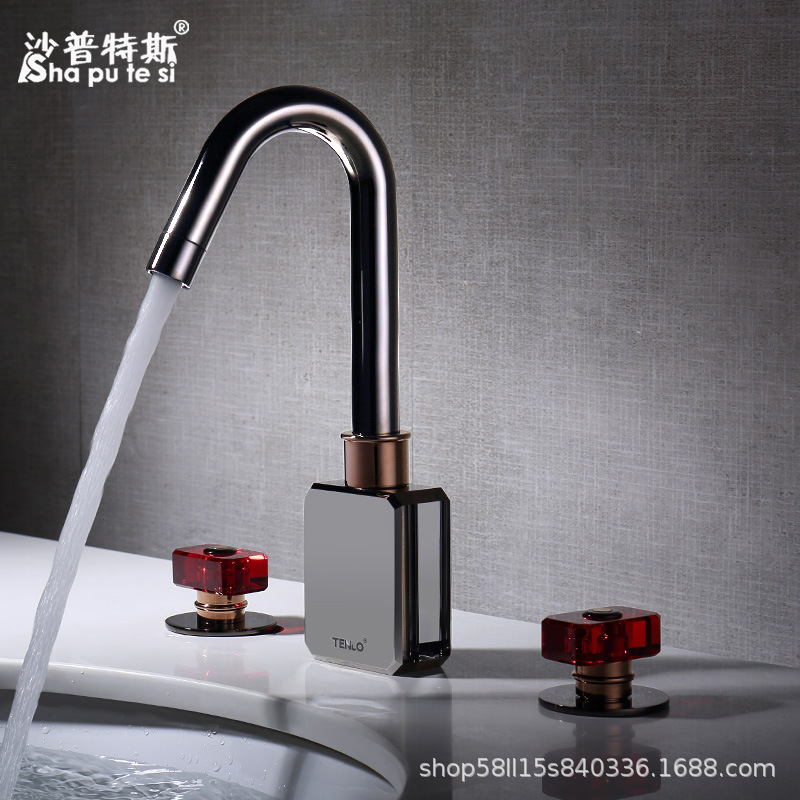 Perfume Bottle All-Copper Three-Hole Faucet Hot and Cold Washbasin European-Style Bathroom Split Bathroom Cabinet Three-Piece Set