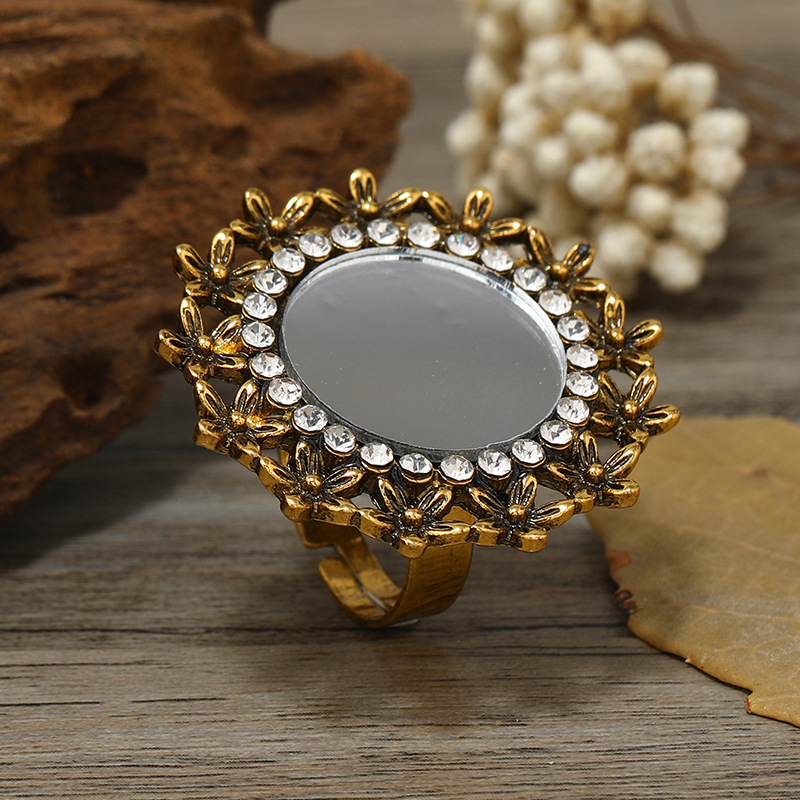 Ethnic retro creative adjustable fashionable trend gemstone ring