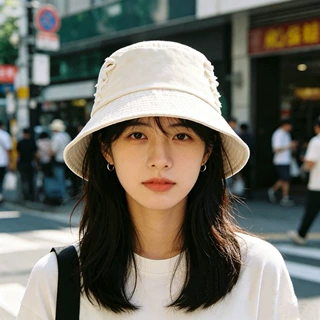 做旧磨毛渔夫帽透气薄款破洞遮阳防晒帽子显脸小户外出游百搭盆帽