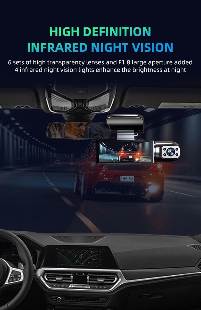 Three-Lens Dash Cam 3.16inch Front, Middle, and Rear Hd Night Vision Reversing Images Wifi Connectivity Wholesale