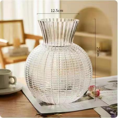 Creativa sala de estar de vidrio flor floral vase transparente flor seca decoración hidropónica gran estómago linterna vase decoración para el hogar