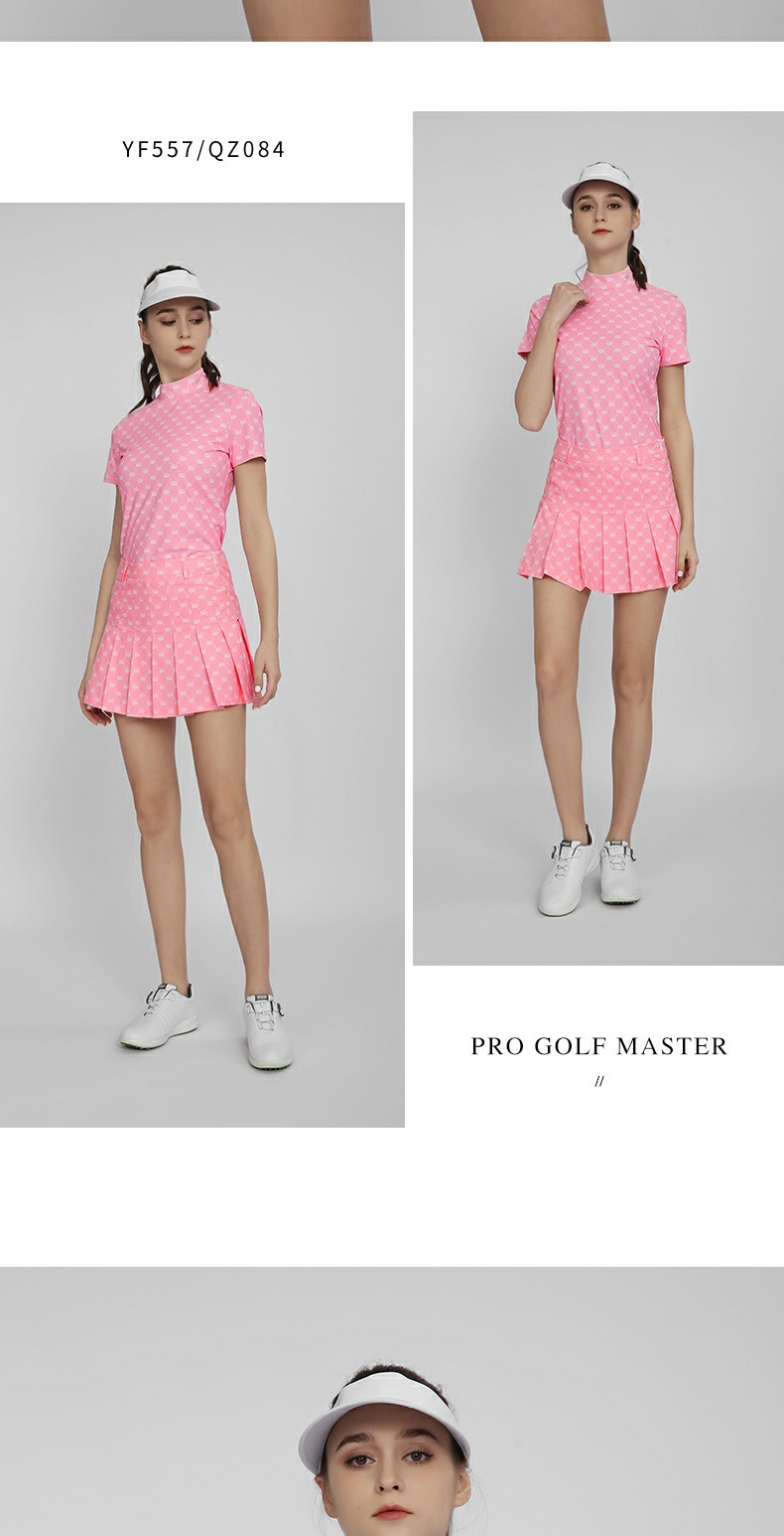 Váy ngắn golf PGM thể thao mùa hè xếp ly chống nước thiết kế kim cương lấp lánh — Qz084-màu Hồng, QZ084-màu xanh da trời chi tiết 6