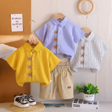 男童衬衫外穿春秋款2025新款小童洋气长袖衬衣秋装男宝宝上衣秋季