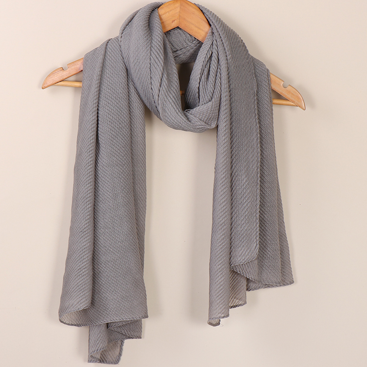 Women's Scarves wrinkled fashion plain wrinkled wrap headscarf solid color voile long shawl_voghion.com