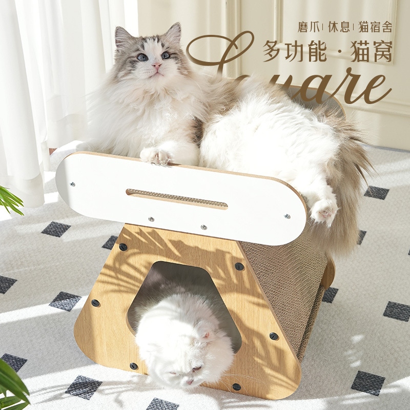 Tablero de agarre de gato dos en uno para mascotas, nido de gato cerrado, seguridad, nido de casa, villa universal de cuatro estaciones, venta al por mayor transfronteriza