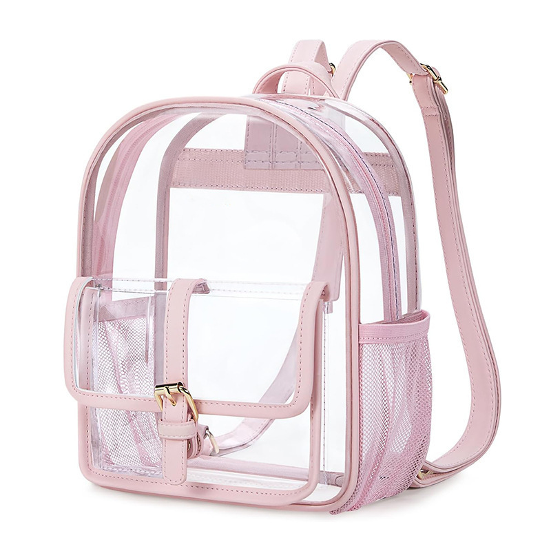 Women's Backpack Transparent Backpack Stadium Pvc Mini Transparent Bag with Leather Trim Suitable for Concerts Women's Backpack Transparent Backpack Stadium Pvc Mini Transparent Bag with Leather Trim Suitable for Concerts