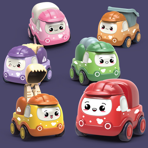Children's toy car for boys and girls, return force engineering car, excavator, dump truck, mixer truck, crane set