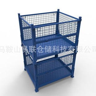 ✅ Foldable Iron Frame Metal Mesh Box Turnover Iron Frame Heavy-Duty Material Box Steel Turnover Box Stackable Free Set
